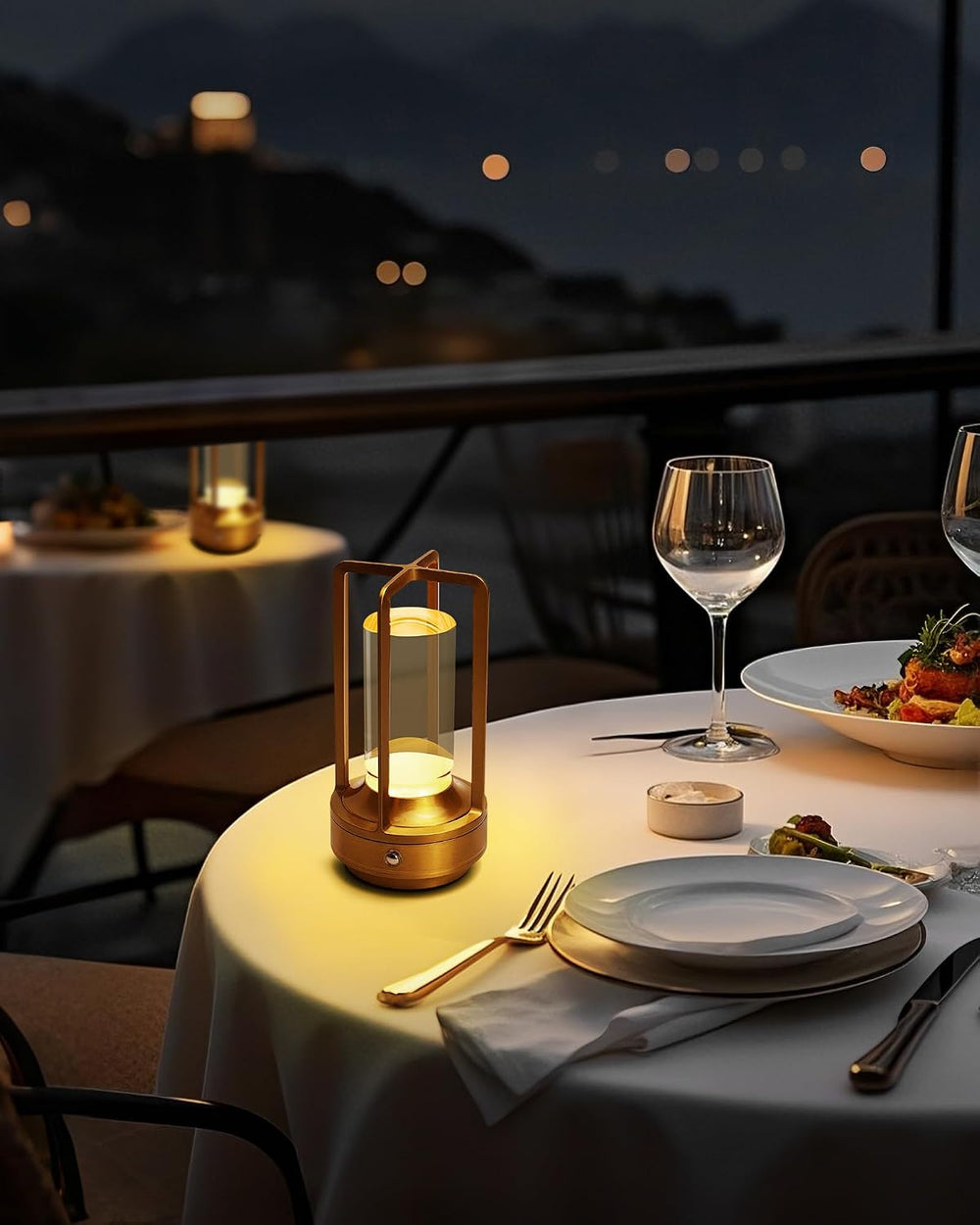 Set of 2 Cordless Table Lamps Rechargeable LED Desk Lamps Gold