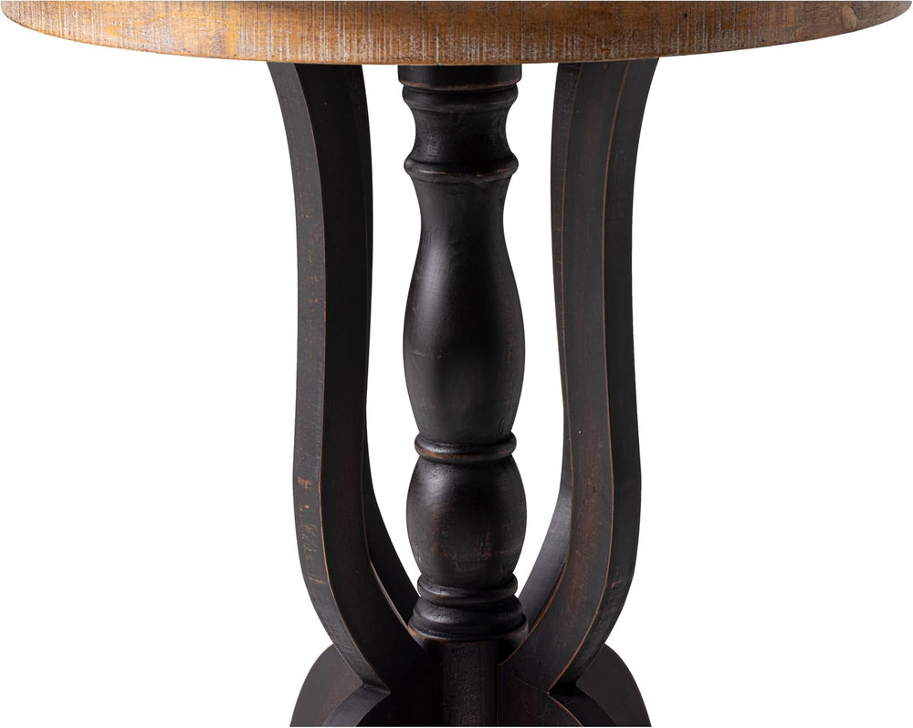 Rustic Accent End Table, Farmhouse Side Table with Natural Top for Family, Di...