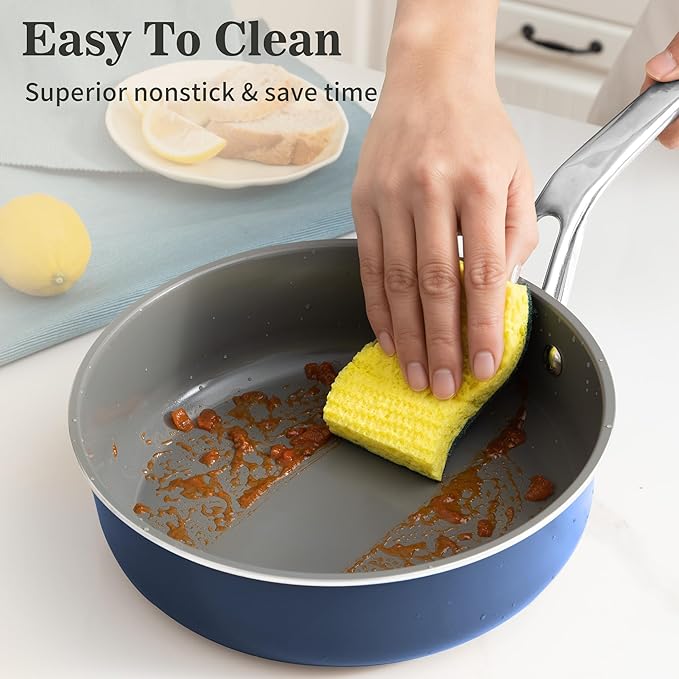 10-Inch Ceramic Non-Stick Cookware Set, 8-in-1 Multifunctional Cookware