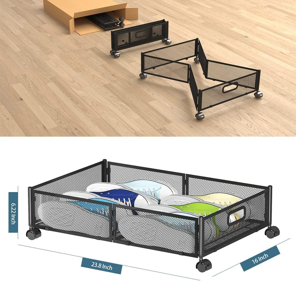 Under Bed Storage Containers, Shoe Storage With Wheels, Foldable Bedroom Stor...