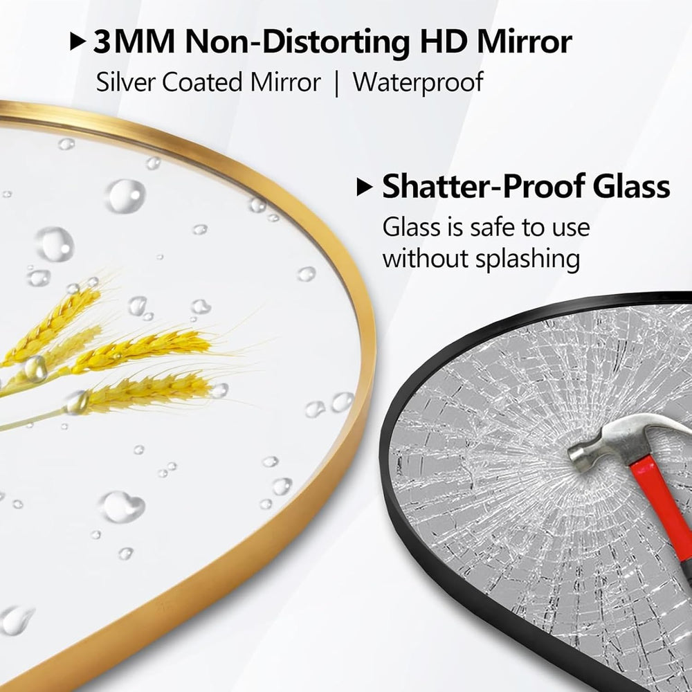 Oval Full Length Mirror, 48"×16" Wall-Mounted Mirror with Metal Fra...