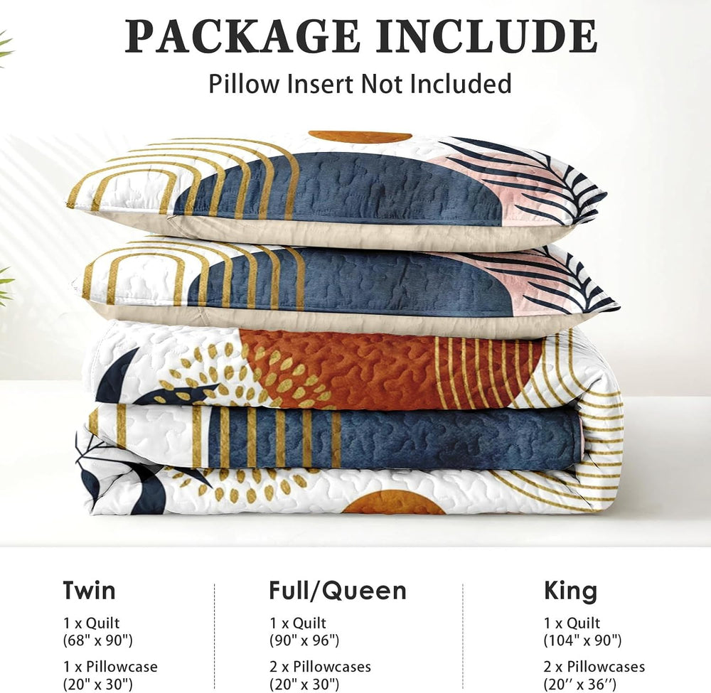 Pamnest King Quilt Set, 3 Pieces Gold Yellow Bedding, Bedspread