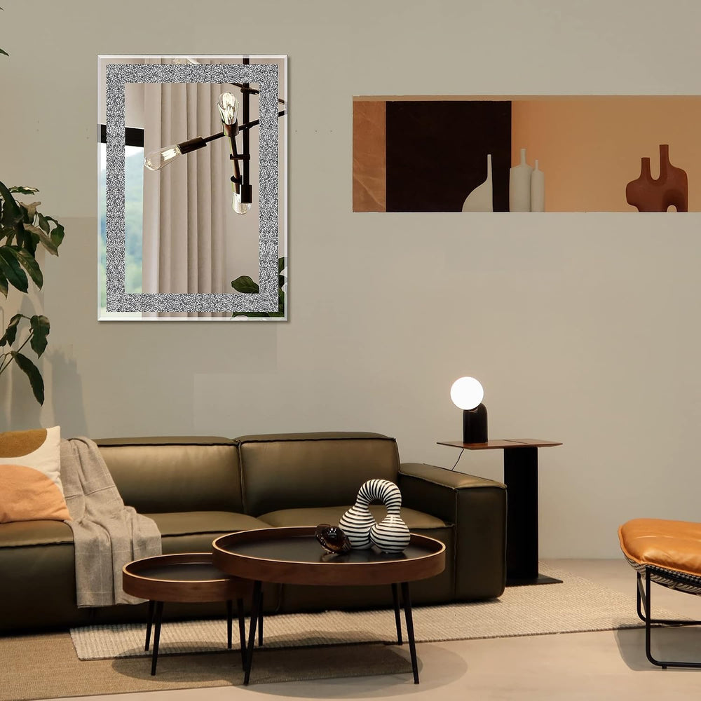 Rectangular Crystal Crush Diamond Mirror for Wall Decoration 28x20 Inch