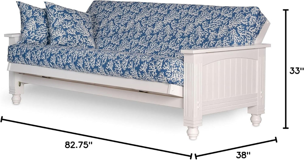 Nirvana Futons Cottage Style Futon Frame Only, Full Size, Satin White - Solid...