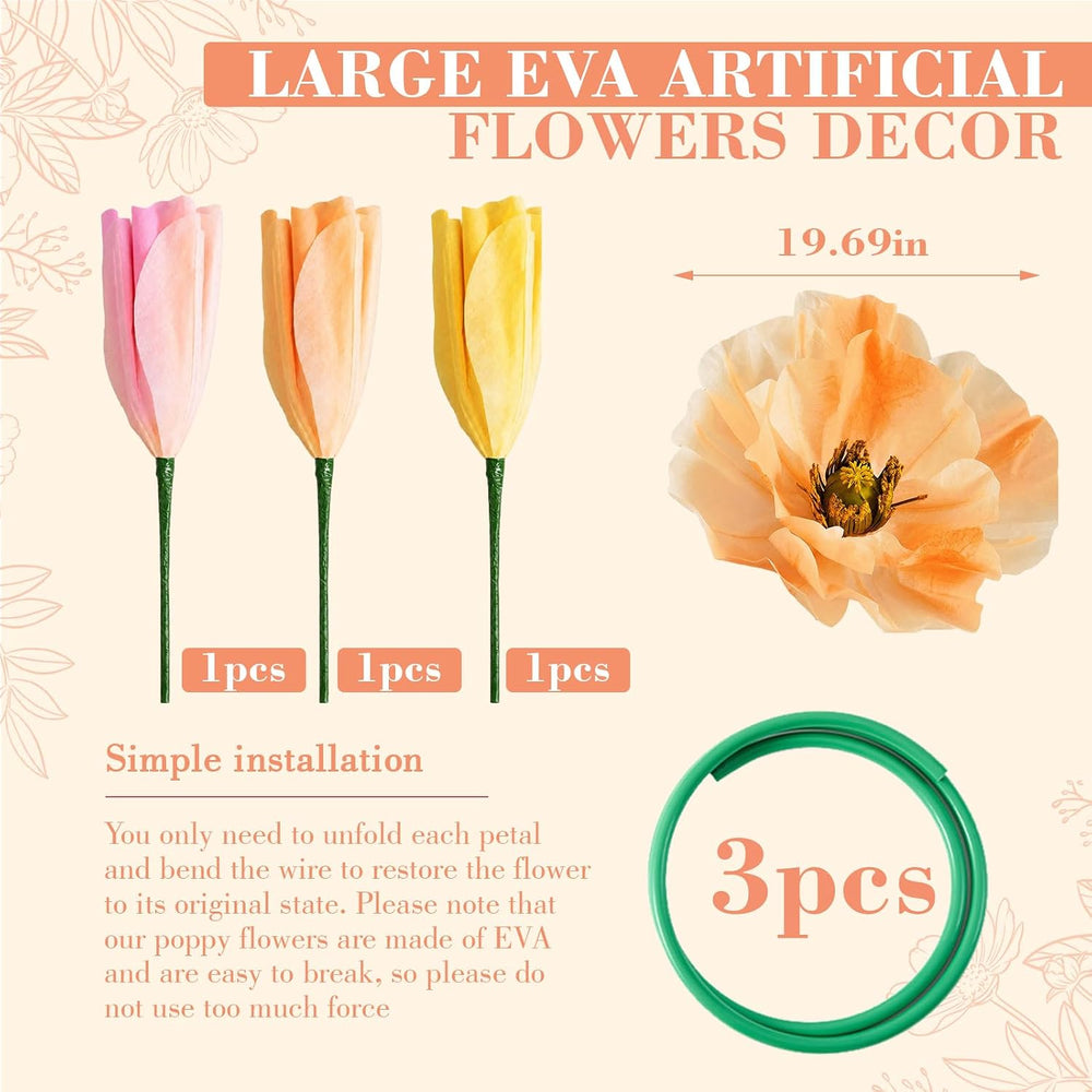 3 PCS 5ft Giant Artificial Flower for Wedding & Birthday Party
