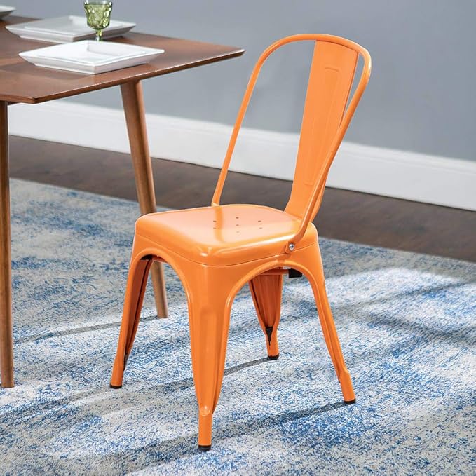 Devoko Metal Indoor-Outdoor Chairs Distressed Style Kitchen Dining Chairs Sta...