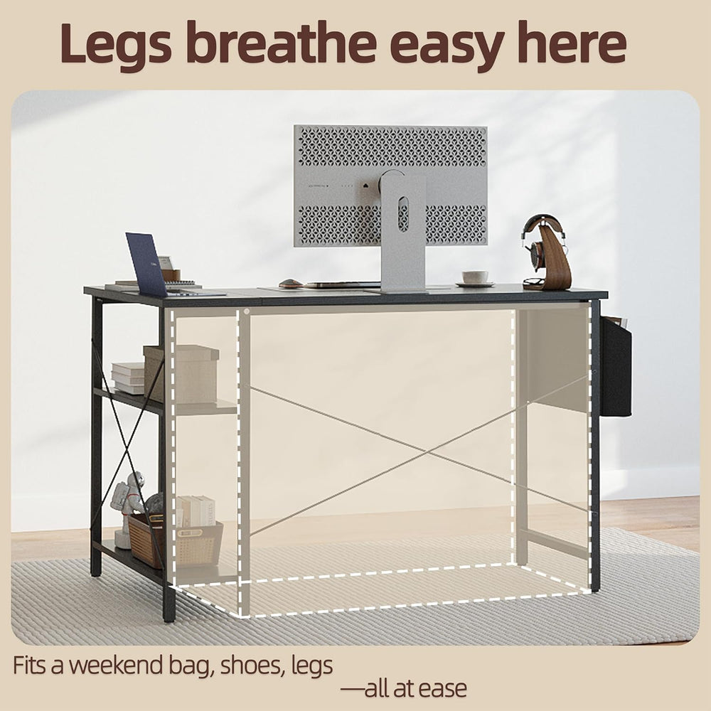 TIQLAB Gaming Desk with Power Outlets - 40 inch L Shaped Computer Desk, Rever...