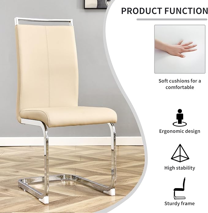 AZmac Modern Leather Dining Chairs Set of 4,Armless Kitchen Chairs,Dining Roo...