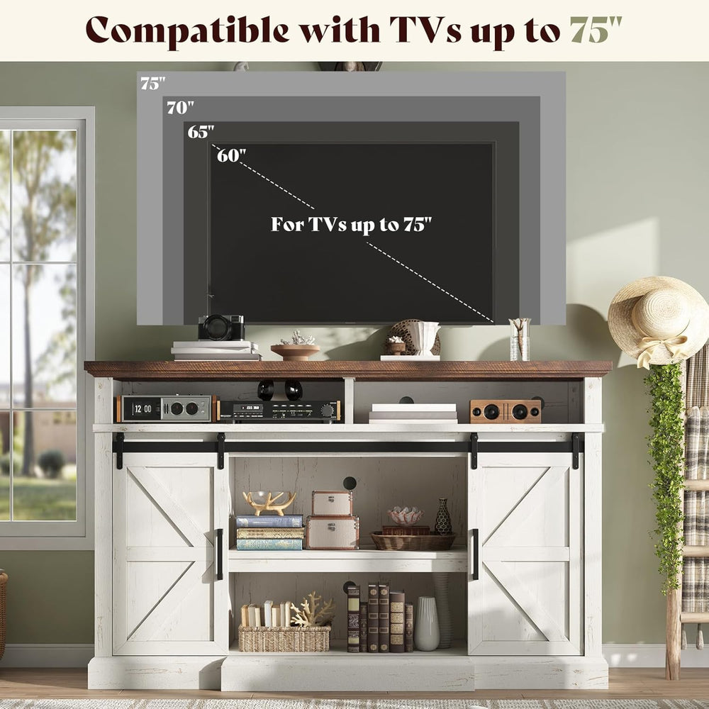 AMERLIFE 4-Piece Farmhouse Living Room Furniture Set with 66" TV Stand, ...