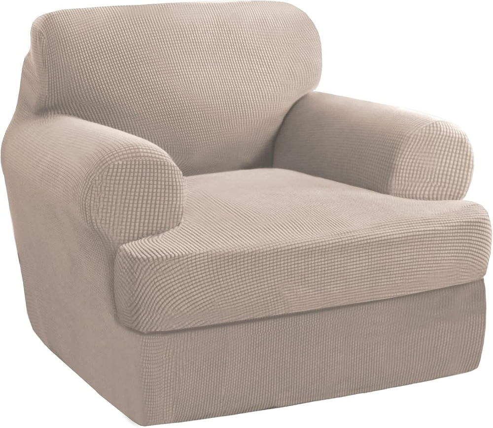 PrinceDeco 2 Pieces Armchair Slipcover Stretch Couch Covers for T Cushion Cha...