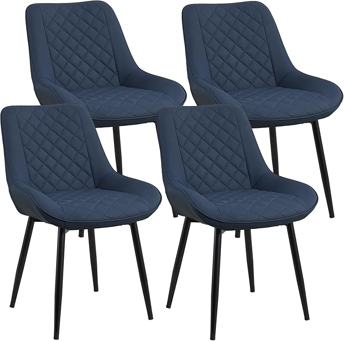 Dining Chair Set of 4, Modern Dining Chairs with Thick Cushions, Faux Leather...