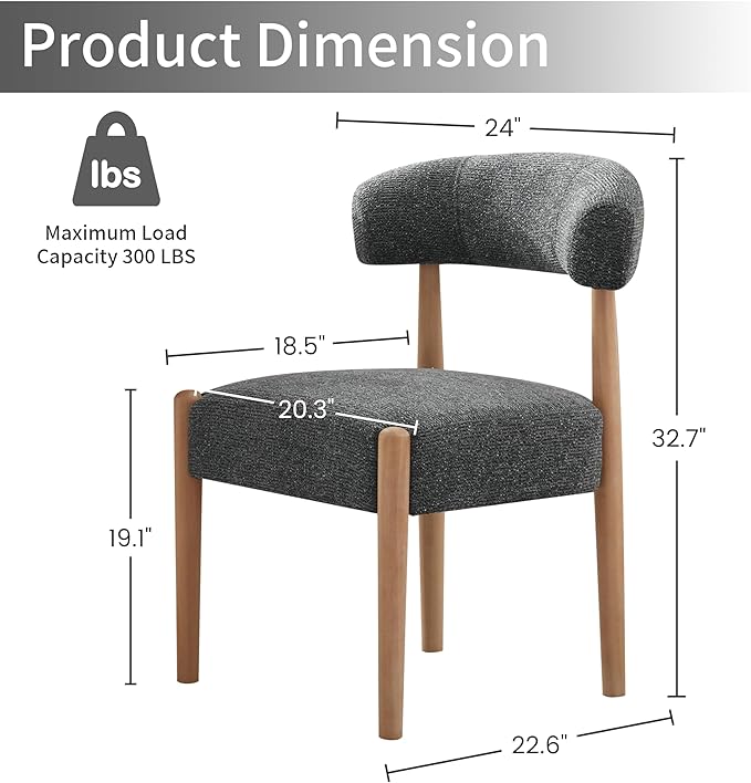 VKNOW Wooden Dining Chairs Set of 2, Modern Upholstered Dining Room Chairs wi...