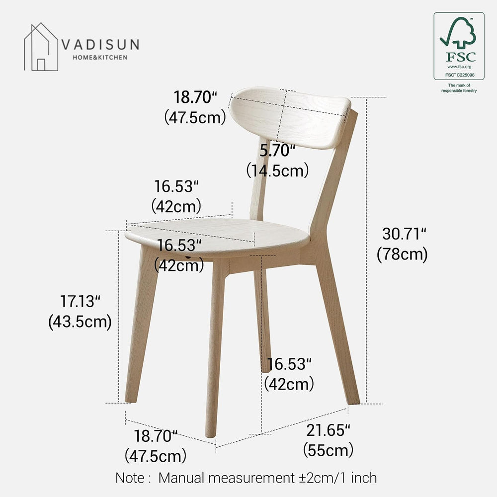 Oak Dining Chairs, Kitchen Chairs, 100% Solid Wood Modern Dinner Chair with C...