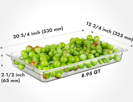 CURTA 6-Pack Full Size 2.5" Deep NSF Polycarbonate Food Pans | Dishwashe...