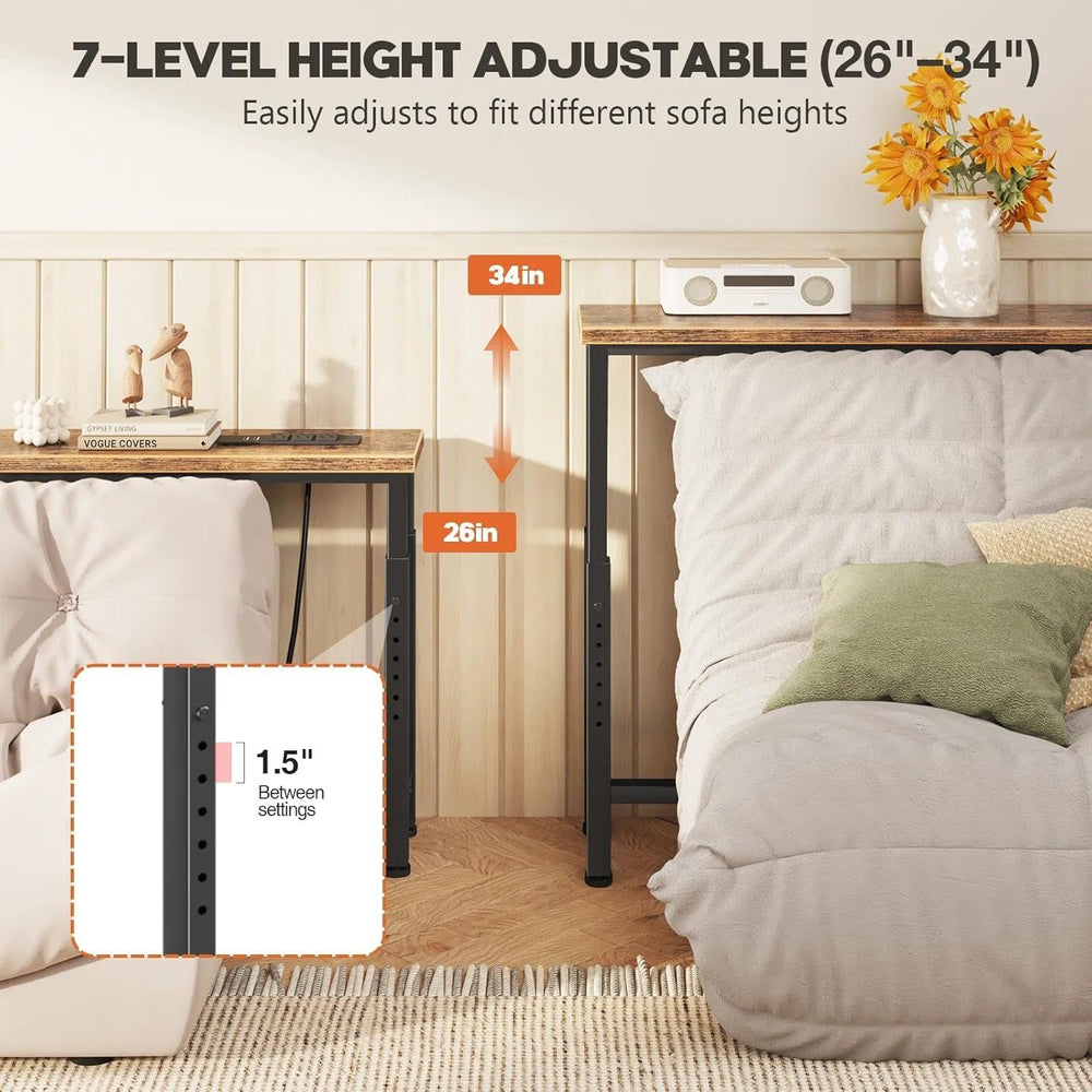 78.7’’ Narrow Console Table with 26"–34" Height Adjustable, Behind ...