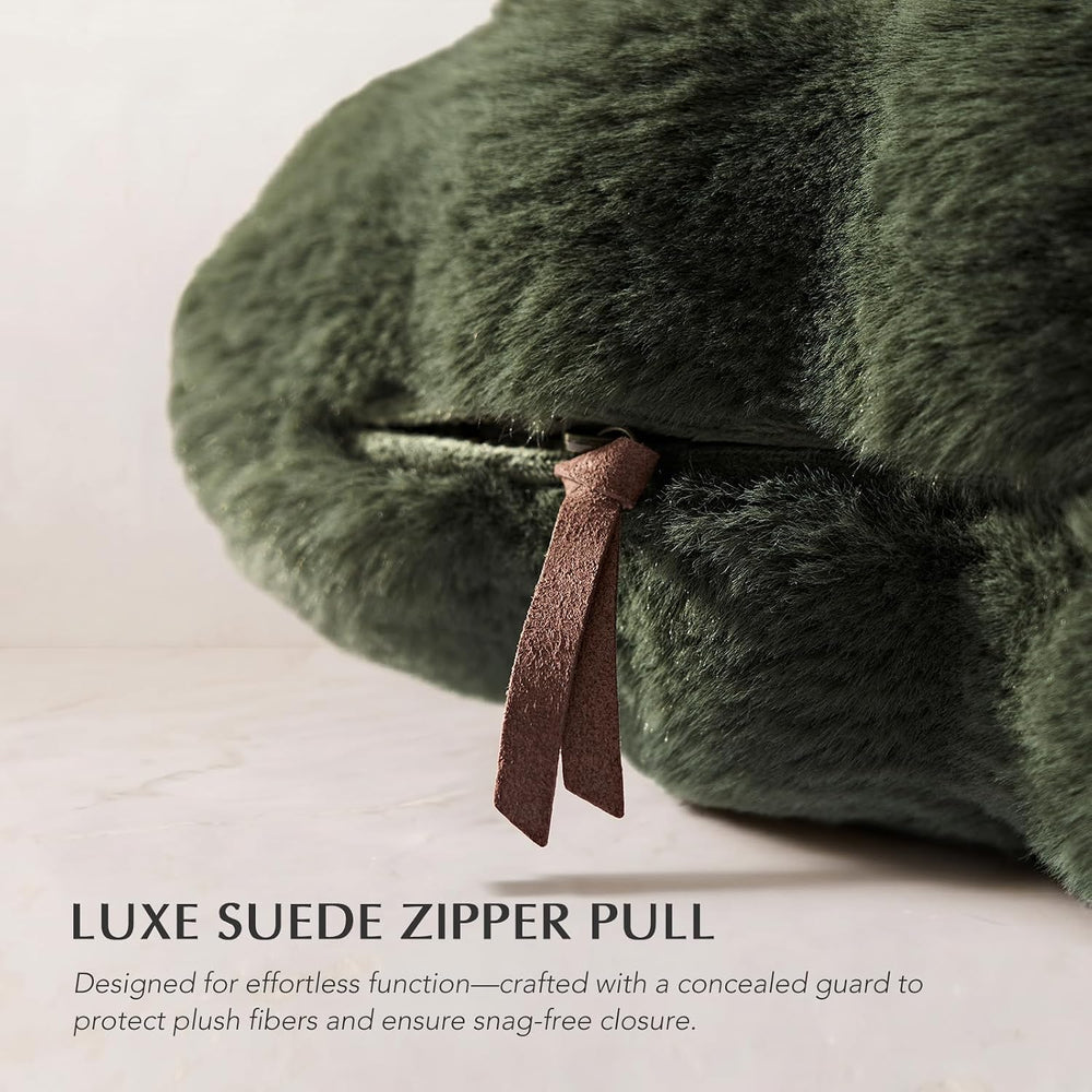 EverGrace Decorative Bubble Faux Fur Throw Pillow Cover, 20x20, Green