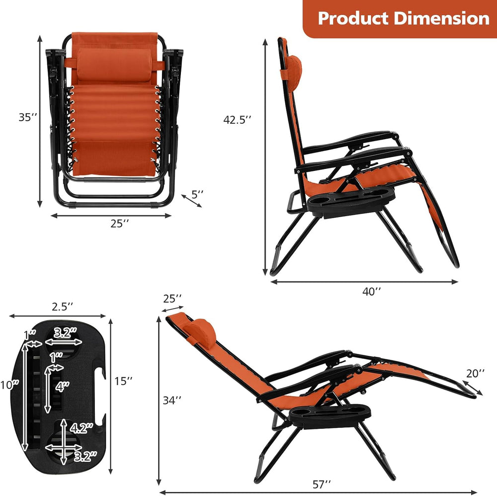 Tangkula Zero Gravity Chair, Folding Patio Lounge Chair Adjustable Outdoor Re...