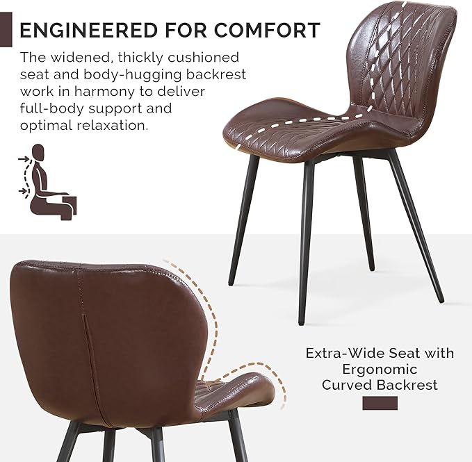 Dining Chairs Set of 3, Comfy Modern Dining Chairs with Thick Cushions, Uphol...