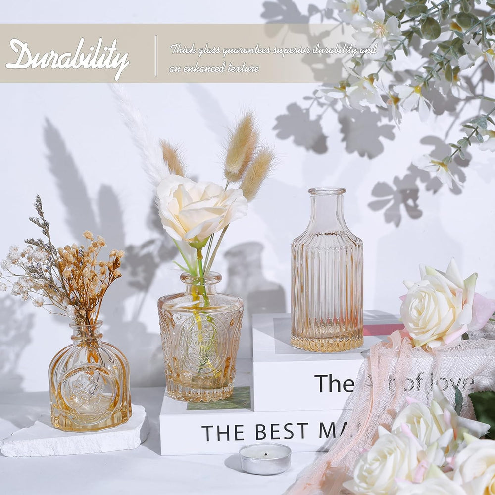 TBWIND 24pcs Amber Glass Bud Vases Set