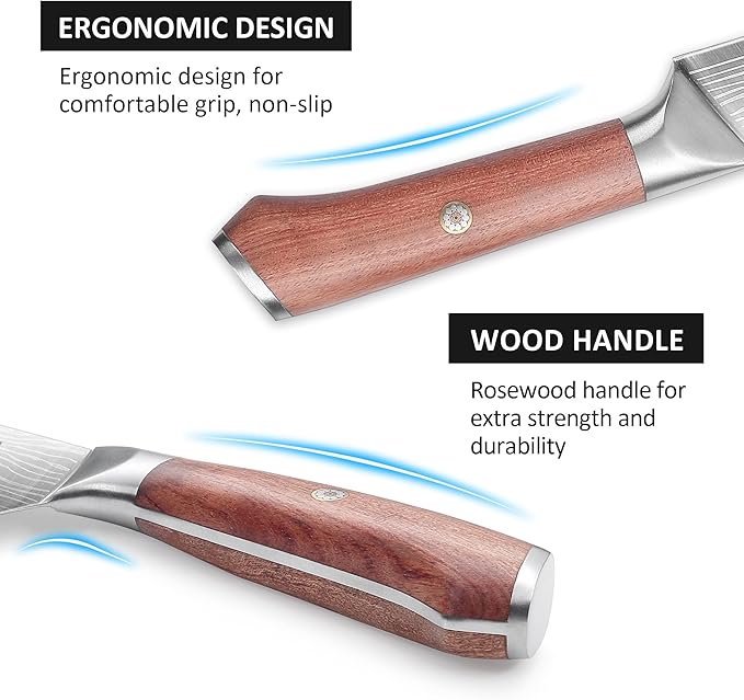 YOTSUBA Japanese Carving Knife and Fork Set, Razor-Sharp German Stainless Steel
