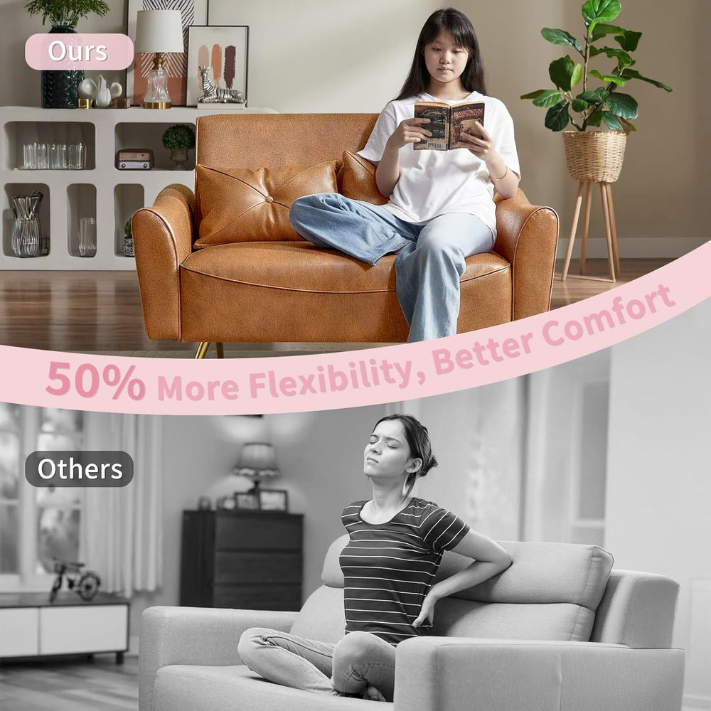 Brelice 47" Faux Leather Loveseat Sofa, Modern Small Couch for Small Spa...