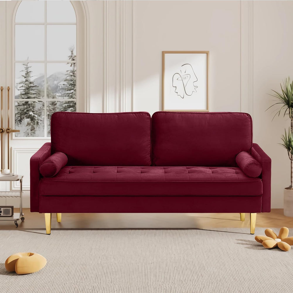 Velvet Loveseat Sofa,Mid Century Modern Small Love Seats Furniture Comfy Couc...