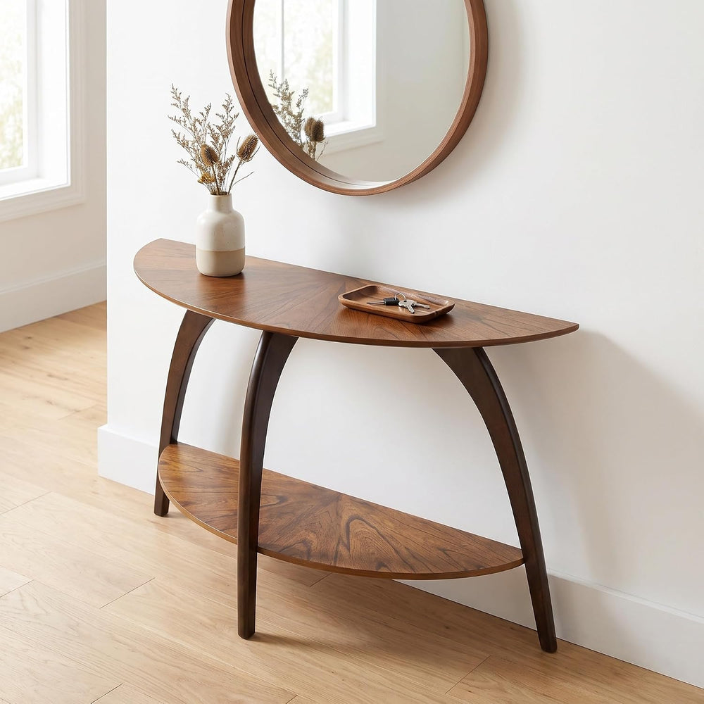 Martin Svensson Home LAX Mid Century Wood Sofa Table, Nutmeg & Espresso
