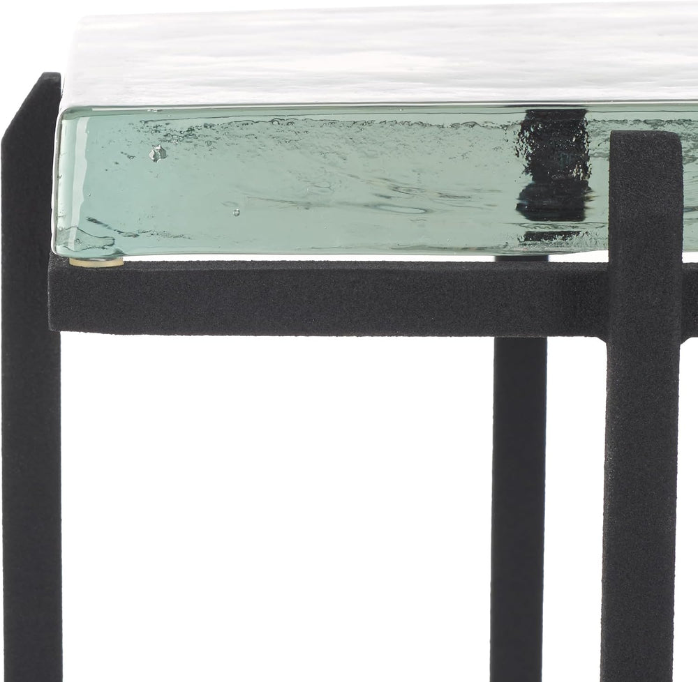 SAFAVIEH Couture Collection Giabelle Black/Clear Cast Glass Drink Table (Full...