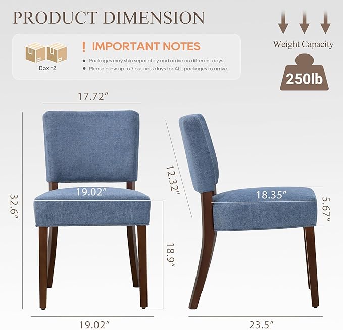 COLAMY Mid Century Modern Dining Chairs Set of 4, Upholstered Kitchen Chairs ...