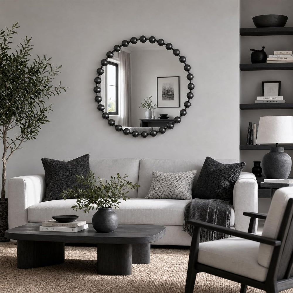 Madison Park 36 inch Black Round Mirror, Round Mirrors for Wall Decor, Metal ...