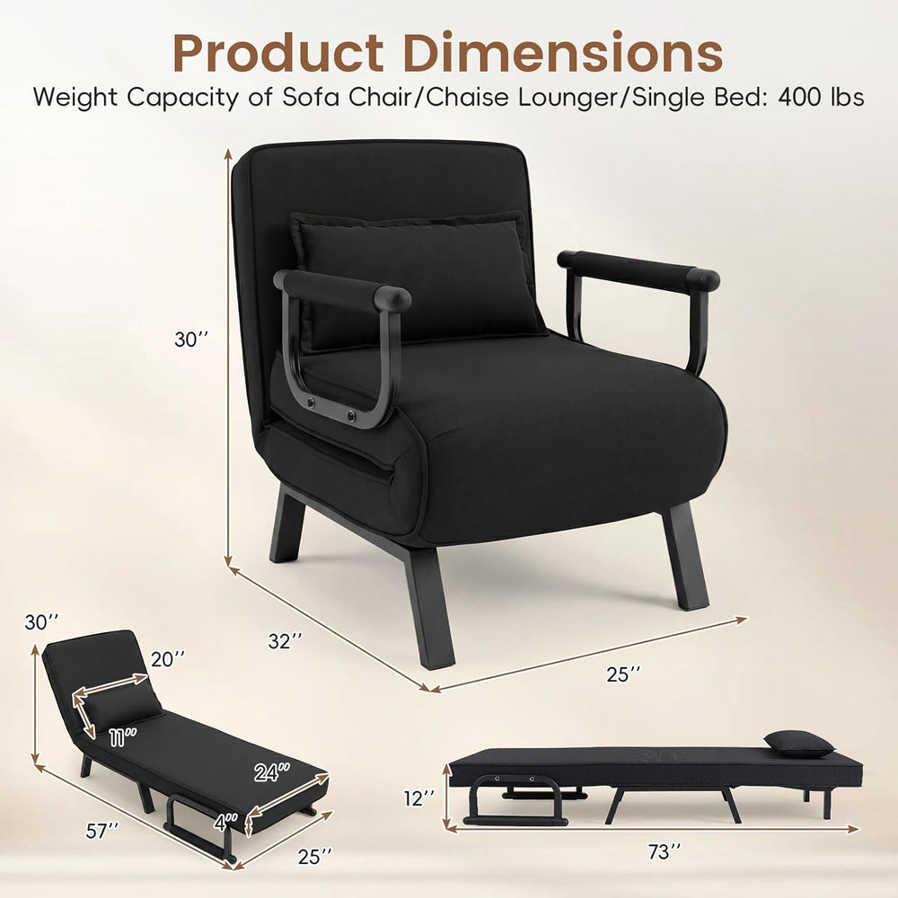 KOMFOTT Convertible Sleeper Chair Bed, 3-in-1 Folding Sofa Bed