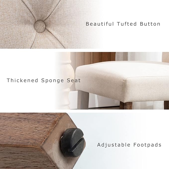 COLAMY Button Tufted Dining Chairs Set of 6, Accent Parsons Diner Chair Uphol...