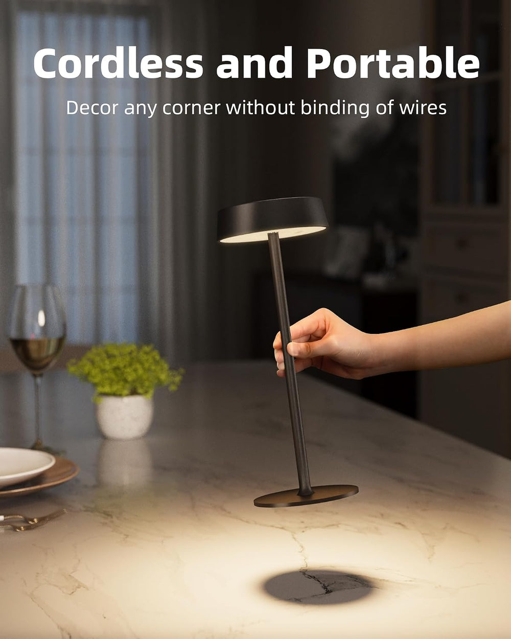 EZVALO Rechargeable Cordless Table Lamp 2 Pack, RGB & 360° Rotating Head