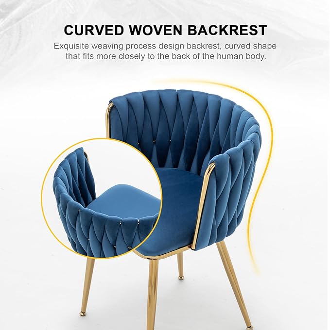 Velvet Dining Chairs Set of 2, Modern Upholstered Dining Chairs with Gold Met...
