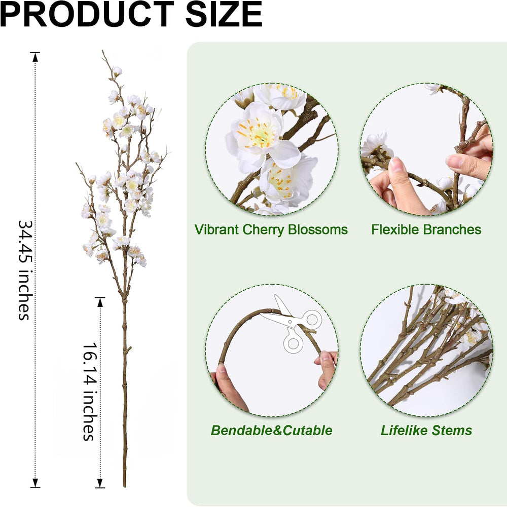 florisso 6 PCS Artificial Cherry Blossom Branches Spring Indoor Decoration, F...