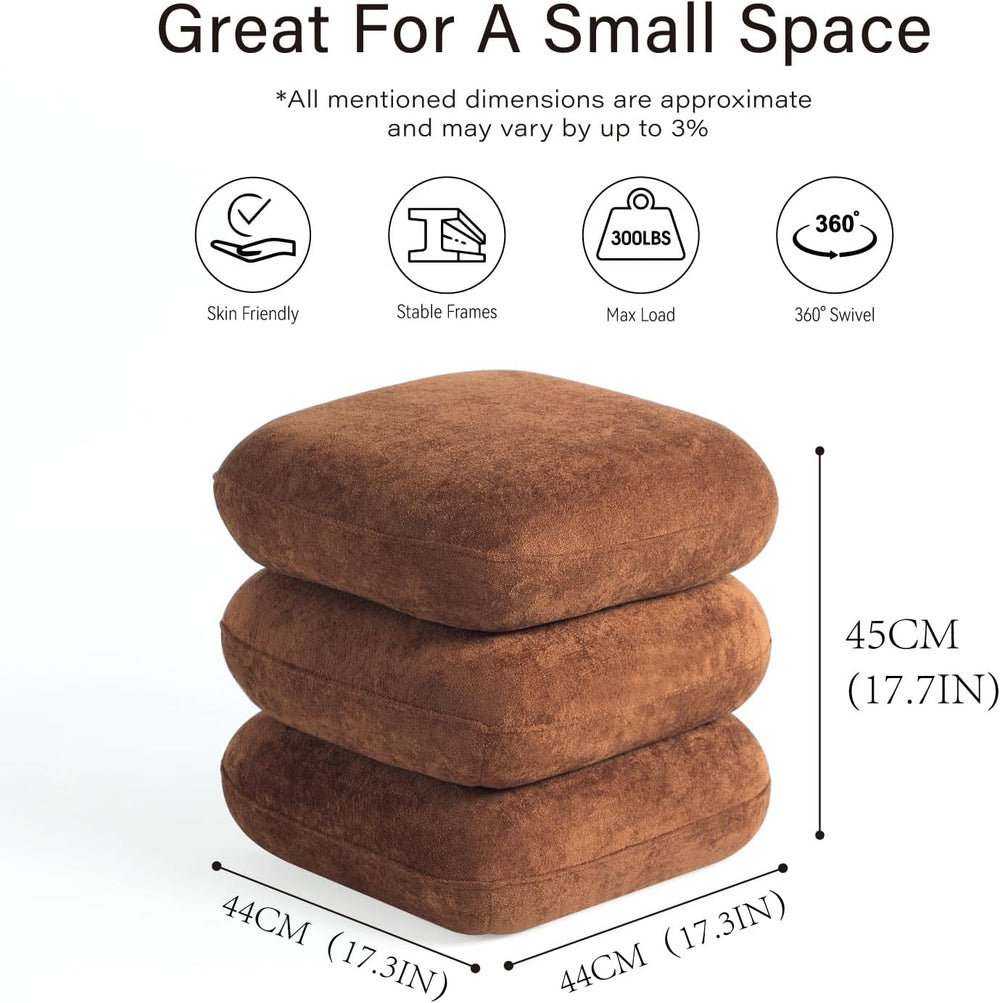 Get Set Style 360° Swivel Velvet Ottoman, Modern Upholstered Foot Stool, Mult...