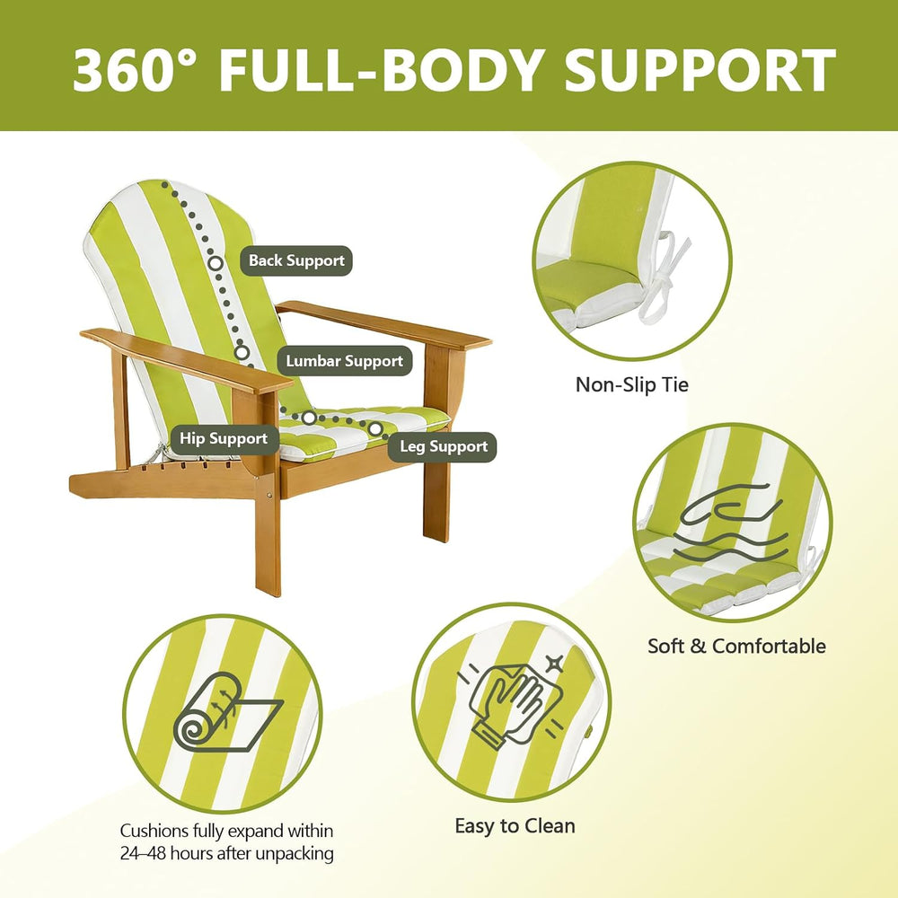 Goodgoods 20x50 Adirondack Chair Cushions 2-Pack, 30D Foam, Green Stripes