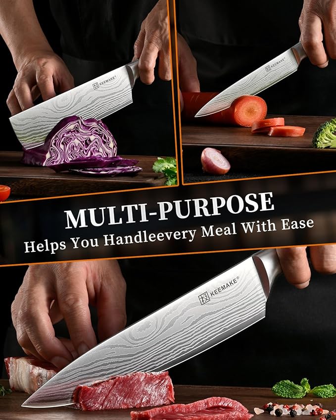 KEEMAKE 3 Pieces Knife Set, High Carbon Stainless Steel Chef Knives Sets