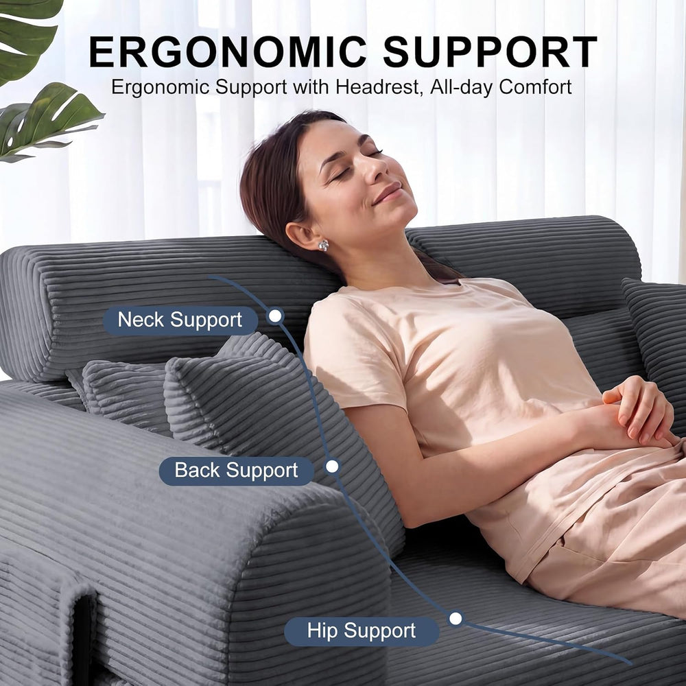 79" Convertible Futon Sofa Bed,High Back Boneless Couch for Living Room