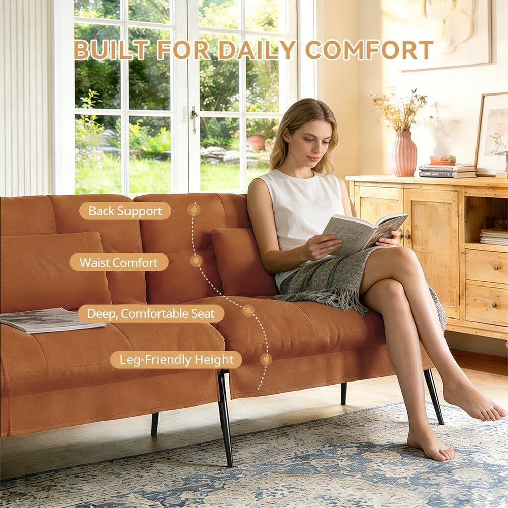 COMHOMA 72โณ Futon Sofa Bed, Sleeper Sofa with Adjustable Backrest, Brown