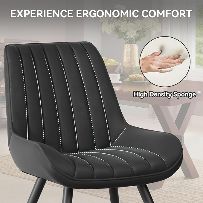 Modern Dining Chairs Set of 2,Upholstered Dining Room Chairs with Thick Cushi...