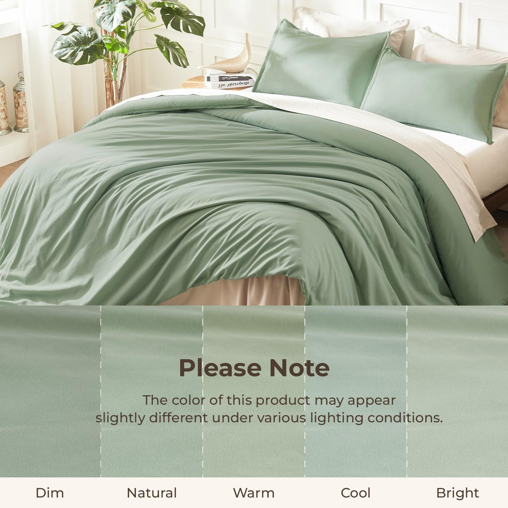 Litanika King Comforter Set Sage Green, 3 Pieces Lightweight Solid Bed Set