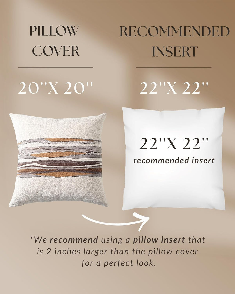 Throw Pillow Covers 20x20 Inch, Pack of 1 Textured Linen Blend with Woven Str...