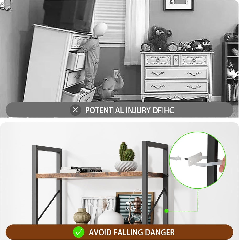 Shintenchi 5 Tiers Bookshelf, Classically Tall Bookcase Shelf, Industrial Boo...