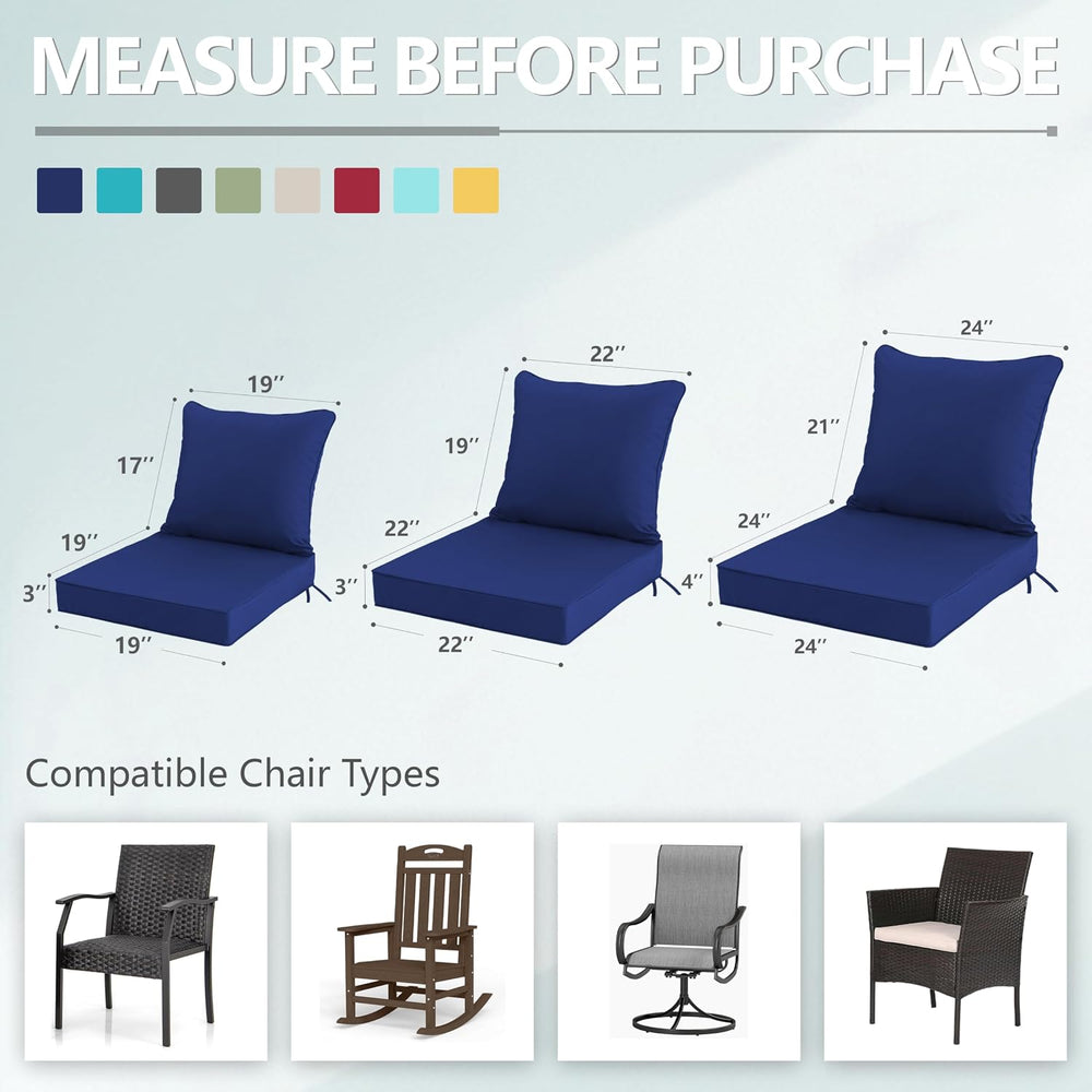 24''x24''x4'' Outdoor Chair Cushions Set of 2, Navy