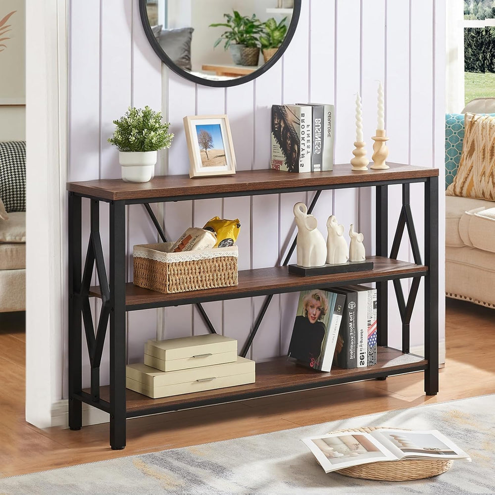 HOMISSUE Sofa Console Table, Rustic Console Table with 3-Tier Storage, Engine...