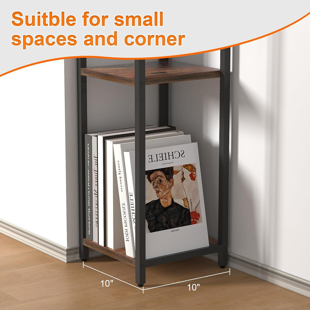 10" Wide Square Drink Table with Adjustable Feet - 3-Tier Small Side Tab...