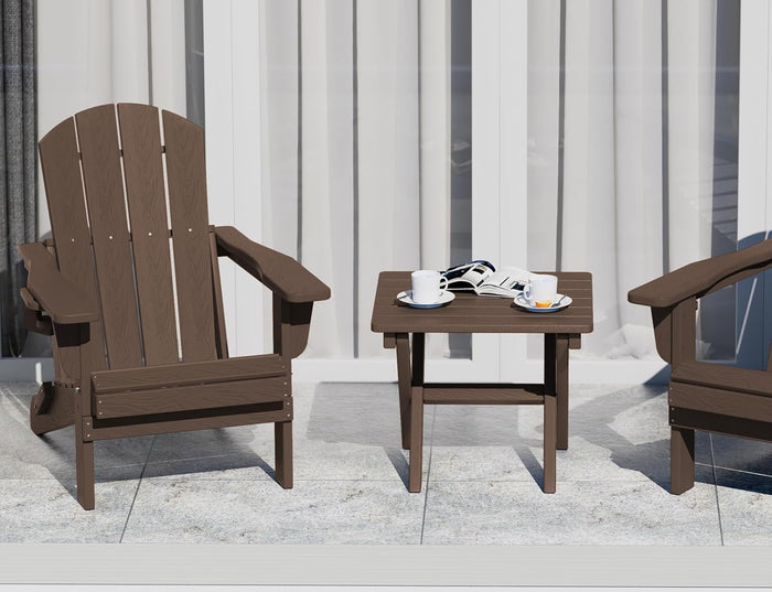 SERWALL Small Folding Outdoor Side Table Set of 2, Coffee