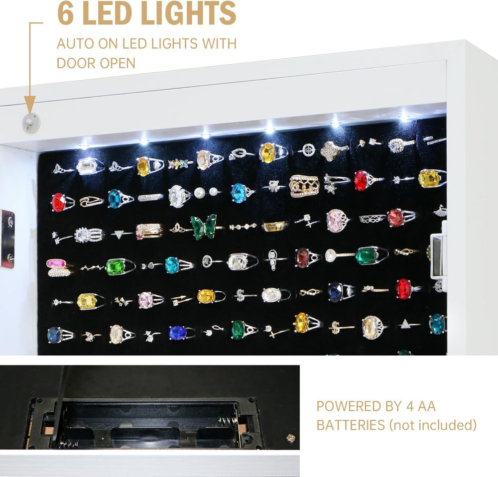 Jewelry Armoire Cabinet Organizer Standing with 20 LED Lights