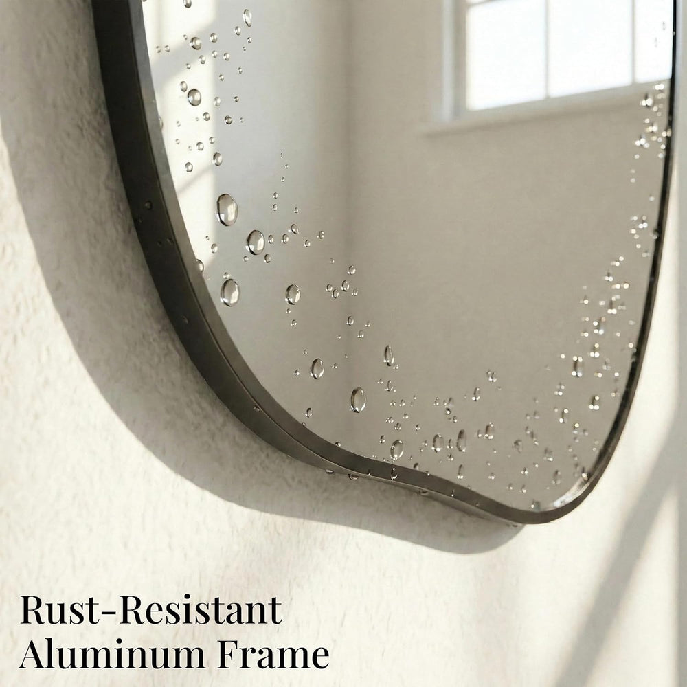 Matte Black 36x20 Inch Irregular Organic Freeform Wall Mirror